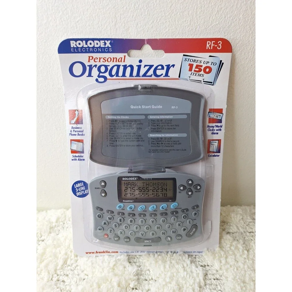 Vtg ROLODEX‎ ELECTRONICS Personal Pocket Organizer Memory 3 Line Display Office